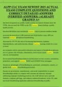 ALPP CLC EXAM NEWEST 2025 ACTUAL  EXAM COMPLETE QUESTIONS AND  CORRECT DETAILED ANSWERS  &lpar;VERIFIED ANSWERS&rpar; &vert;ALREADY  GRADED A&plus;  
