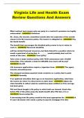 Virginia Life and Health Exam Review Questions And Answers