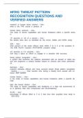 HFRG THREAT PATTERN RECOGNITION QUESTIONS AND VERIFIED ANSWERS