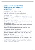 HFRG DEFENSIVE TACTICS QUESTIONS AND VERIFIED ANSWERS