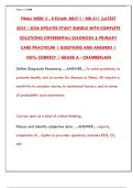 NR 511 Week 5 Final Study Guide 2025&colon; Primary Care & Differential Diagnosis