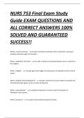 NURS 753 Final Exam Study Guide EXAM QUESTIONS AND ALL CORRECT ANSWERS 100&percnt; SOLVED AND GUARANTEED SUCCESS&excl;&excl;