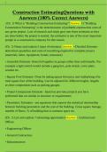 Construction EstimatingQuestions with  Answers &lpar;100&percnt; Correct Answers&rpar; 