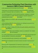  Construction Estimating Final Questions with  Answers &lpar;100&percnt; Correct Answers&rpar; 