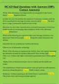 HCAD final Questions with Answers &lpar;100&percnt;  Correct Answers&rpar; 