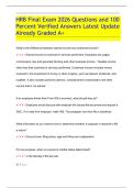 HRB Final Exam 2026 Questions and 100  Percent Verified Answers Latest Update  Already Graded A&plus;