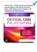 Full Test Bank - Critical Care Nursing: Diagnosis And Management 10th Edition By Linda D. Urden, 2025 Update Version| Chapter 1-39| Verified Answer With Rationale