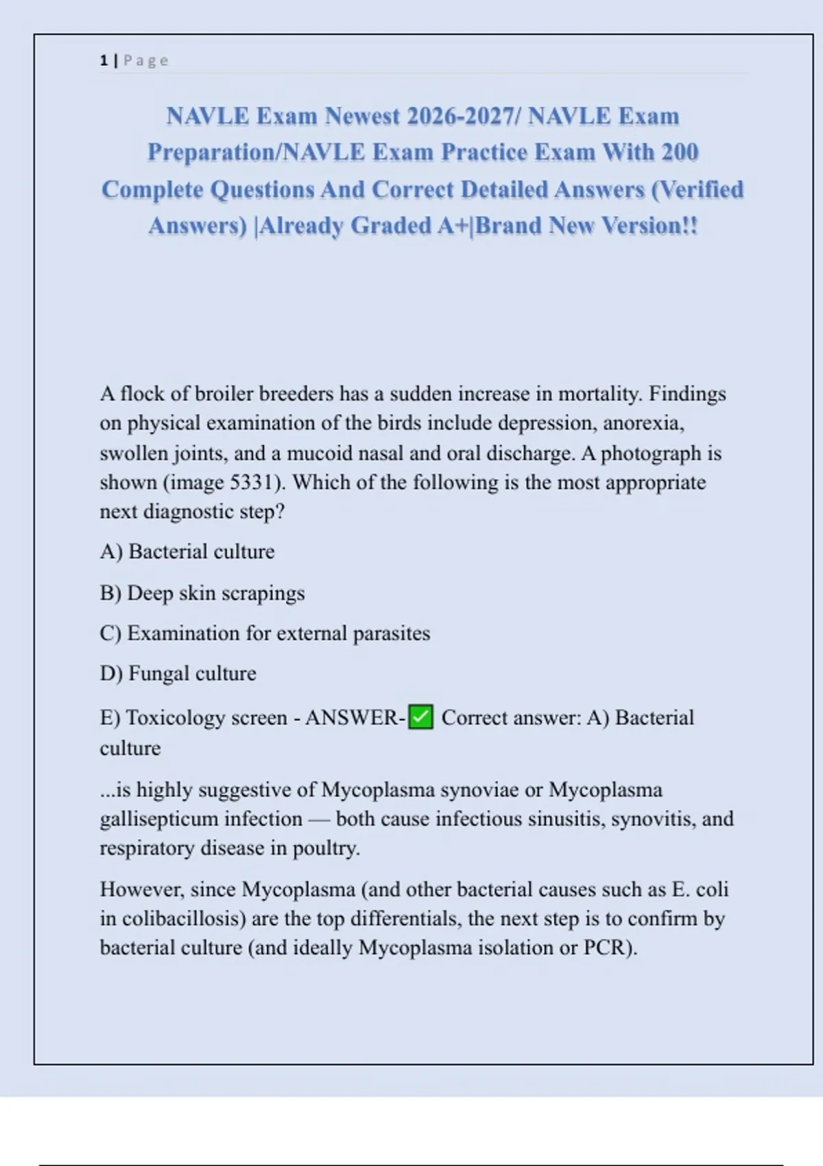 Navle Sample Question NAVLE Exam Newest / NAVLE Exam Preparation/NAVLE Exam Practice Exam ...