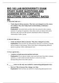 BIO 102 LAB BIODIVERSITY EXAM STUDY GUIDE QUESTIONS AND ANSWERS WITH COMPLETE SOLUTIONS 100&percnt; CORRECT RATED A&plus;