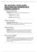 BIO 102 EXAM 1 STUDY GUIDE QUESTIONS AND ANSWERS WITH CORRECT RATED A&plus;