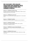 BIO 102 EXAM 1 WVU SALIHU QUESTIONS AND ANSWERS WITH COMPLETE SOLUTIONS 100&percnt; CORRECT RTED A&plus;