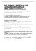 BIO 102 EXAM 2 QUESTIONS AND ANSWERS WITH COMPLETE SOLUTIONS 100&percnt; CORRECT&excl;&excl;&excl;