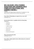 BIO 102 EXAM 1 WVU THOMAS QUESTIONS AND ANSWERS WITH COMPLETE SOLUTIONS 100&percnt; CORRECT RATED &plus;