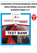 Fundamentals of Financial Management, Concise Edition (10th Edition, MindTap Course List) by Eugene F. Brigham – Test Bank for Chapters 1–17 – Newest Version