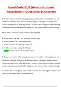 HeartCode BLS &lpar;American Heart Association&rpar; Exam &lpar;Latest 2025 &sol; 2026&rpar; Qs and Ans Most Comprehensive to Pass the Exam&comma; 100&percnt; Verified - PDF
