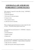 LOUISIANA LAW AND RULES WORKSHEET COSMETOLOGY QUESTIONS AND ANSWERS 2026