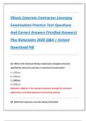 Illinois Concrete Contractor Licensing  Examination Practice Test Questions  And Correct Answers &lpar;Verified Answers&rpar;  Plus Rationales 2026 Q&A &vert; Instant  Download Pdf