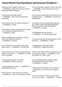 Texas Permit Test Questions and Answers Graded A