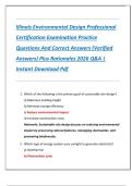 Illinois Environmental Design Professional  Certification Examination Practice  Questions And Correct Answers &lpar;Verified  Answers&rpar; Plus Rationales 2026 Q&A &vert;  Instant Download Pdf 