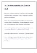 VA Life Insurance Practice Exam &lpar;90 Xcel&rpar;Questions And Answers&excl;&excl;&excl;