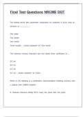 Final Test Questions NRCME DOT -ACTUAL EXAM- LATEST VERSION -QUESTIONS AND ANSWERS&sol;&sol;Final Test Questions NRCME DOT -ACTUAL EXAM- LATEST VERSION -QUESTIONS AND ANSWERS