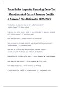 Texas Boiler Inspector Licensing Exam Test Questions And Correct Answers &lpar;Verified Answers&rpar; Plus