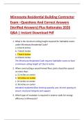 Minnesota Residential Building Contractor  Exam &ndash;Questions And Correct Answers  &lpar;Verified Answers&rpar; Plus Rationales 2026  Q&A &vert; Instant Download Pdf