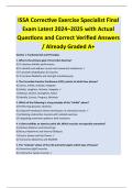 ISSA Corrective Exercise Specialist Final  Exam Latest 2024&ndash;2025 with Actual  Questions and Correct Verified Answers  &sol; Already Graded A&plus;