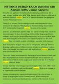 INTERIOR DESIGN EXAM Questions with  Answers &lpar;100&percnt; Correct Answers&rpar;
