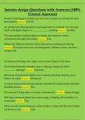 Interior design Questions with Answers &lpar;100&percnt;  Correct Answers&rpar; 