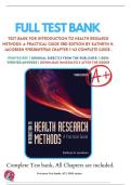 Test Bank - Introduction to Health Research Methods A Practical Guide 3rd Edition by Kathryn H&period; Jacobsen&vert; Complete Guide questions and Answers Latest&period;