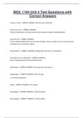 BIOL 1104 Unit 4 Test Questions with Correct Answers