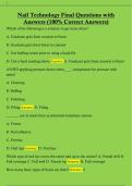 Nail Technology Final Questions Nail Technology Final Questions with  Answers &lpar;100&percnt; Correct Answers&rpar;with  Answers &lpar;100&percnt; Correct Answers&rpar;