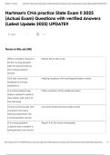 Hartman's CNA practice State Exam &vert;&vert; 2025 &lpar;Actual Exam&rpar; Questions with verified Answers &lpar;Latest Update 2025&rpar; UPDATE&excl;&excl;