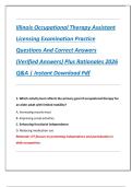 Illinois Occupational Therapy Assistant  Licensing Examination Practice  Questions And Correct Answers  &lpar;Verified Answers&rpar; Plus Rationales 2026  Q&A &vert; Instant Download Pdf