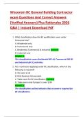 Wisconsin BC General Building Contractor  exam Questions And Correct Answers  &lpar;Verified Answers&rpar; Plus Rationales 2026  Q&A &vert; Instant Download Pdf 