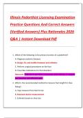 Illinois Pedorthist Licensing Examination  Practice Questions And Correct Answers  &lpar;Verified Answers&rpar; Plus Rationales 2026  Q&A &vert; Instant Download Pdf