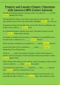 Property and Casualty Chapter 3 Questions  with Answers (100% Correct Answers) 