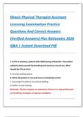 Illinois Physical Therapist Assistant  Licensing Examination Practice  Questions And Correct Answers  &lpar;Verified Answers&rpar; Plus Rationales 2026  Q&A &vert; Instant Download Pdf 