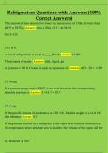 Refrigeration Questions with Answers &lpar;100&percnt;  Correct Answers&rpar;