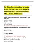 North Carolina Intermediate Contractor  Exam &ndash;Questions And Correct Answers  &lpar;Verified Answers&rpar; Plus Rationales 2026  Q&A &vert; Instant Download Pdf
