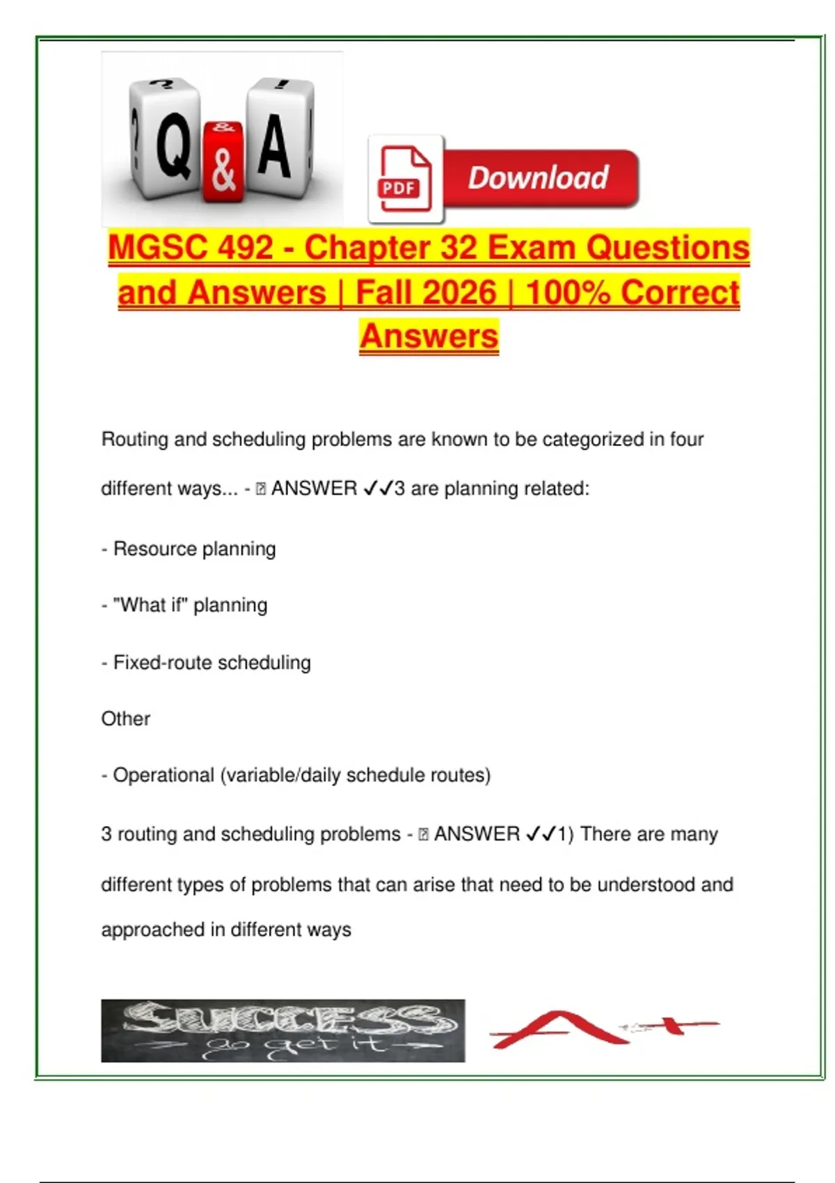 MGSC 492 – 70+ Exam Questions with Answers | Chapter 32 | Routing ...