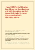   Praxis II 5095 Physical Education Exam&vert; Brand new Exam Questions with 100&percnt; Correct Clear Verified Answers&vert; All Graded A&plus;&vert;Latest Premium Update&vert;100&percnt; Guaranteed success&period;
