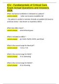 ICU - Fundamentals of Critical Care Exam Actual Questions and Answers 2026&period;docx