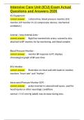 Intensive Care Unit &lpar;ICU&rpar; Exam Actual Questions and Answers 2026&period;docx
