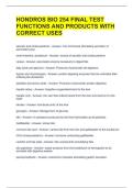 HONDROS BIO 254 FINAL TEST FUNCTIONS AND PRODUCTS WITH CORRECT USES 