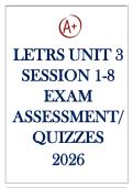 LETRS Unit 3 Session 1-8 Latest Updated 2026 Exam Questions with Correct Answers &vert; Rated A&plus;