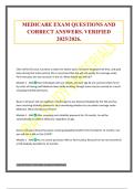 MEDICARE EXAM QUESTIONS AND CORRECT ANSWERS&period; VERIFIED 2025&sol;2026&period;
