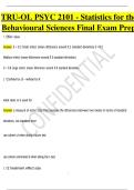 TRU-OL PSYC 2101 - Statistics for the Behavioural Sciences Final Exam Prep with question and answers 