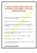 NATIONAL HOME INSPECTOR EXAM QUESTIONS AND CORRECT ANSWERS&period; VERIFIED 2025&sol;2026&period;